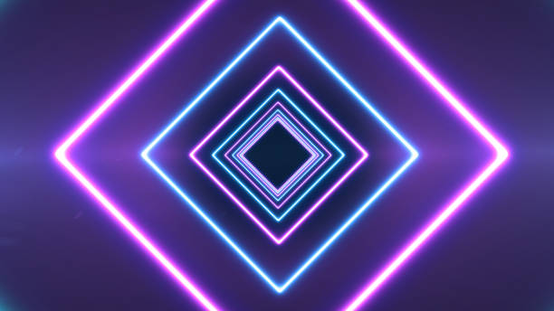 istock Abstract Neon bright lens flare colored on black background. Laser show colorful design for banners advertising technologies 1176500824