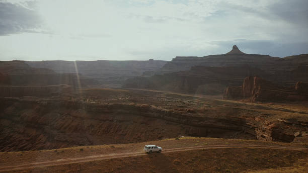istock Drone view: car at the Shafer trail Canyonlands 1176504760