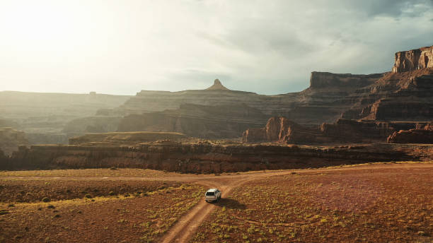 istock Drone view: car at the Shafer trail Canyonlands 1176504763