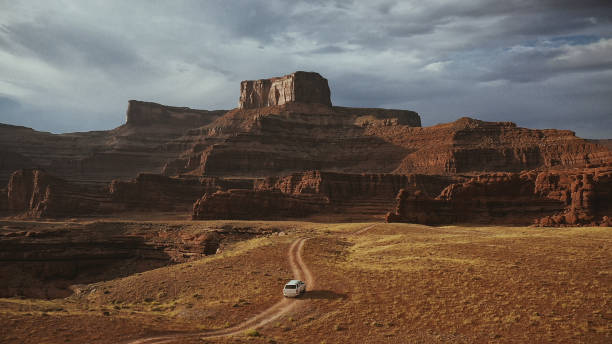 istock Drone view: car at the Shafer trail Canyonlands 1176504768