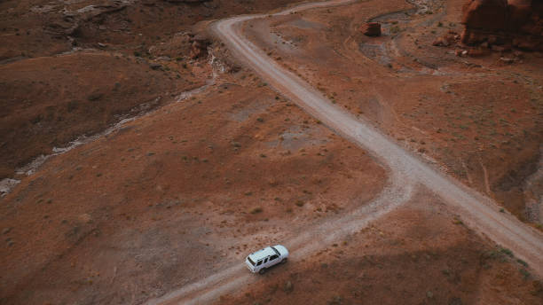 istock Drone view: car at the Shafer trail Canyonlands 1176505320
