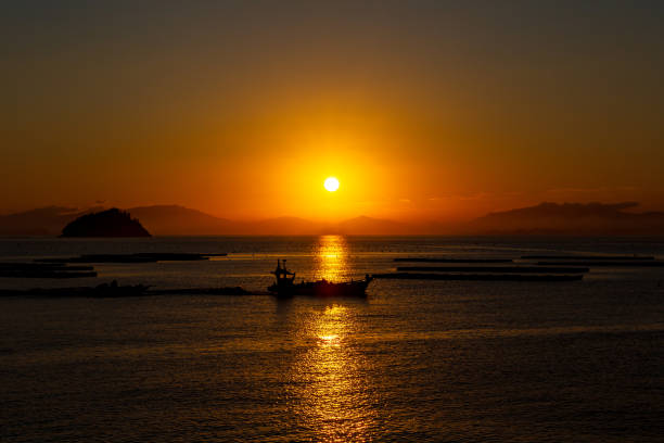 istock a beautiful scene of sunrise at a harbor 1176506507