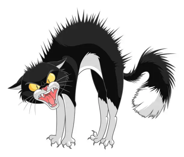 Vector illustration of Angry cartoon cat