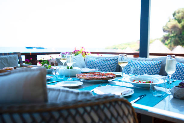 istock Romantic Dinner tables near the sea. 1176508847