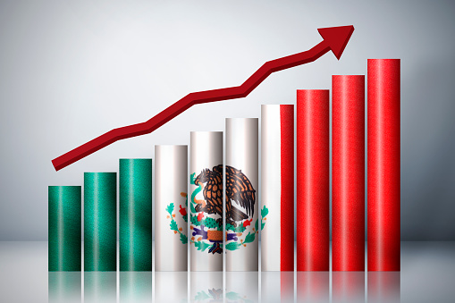 Rising graph about Mexico Stock Photo