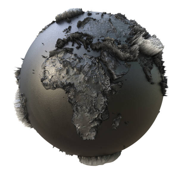 istock Abstract Black Earth Globe, Continents Extruded or Displacement 1176512978