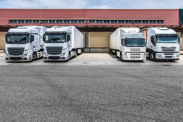 istock Fleet of trucks on a rest day 1176513348