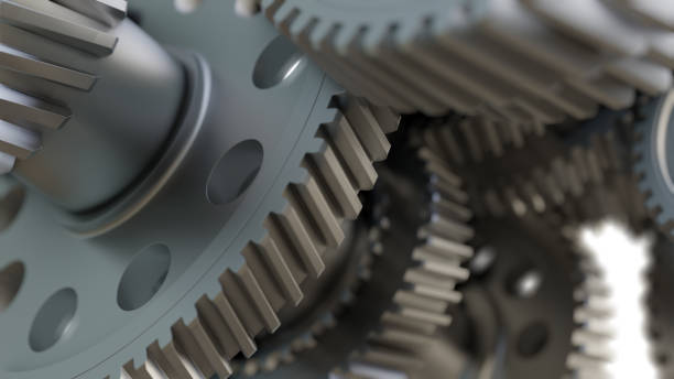 istock Gear metal wheels close-up. 3D illustration 1176514686
