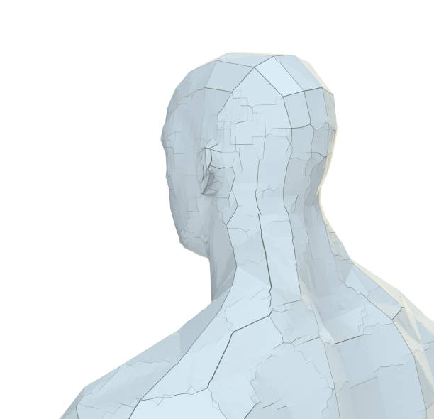 istock Abstract robot head of white color with cracks 1176515520