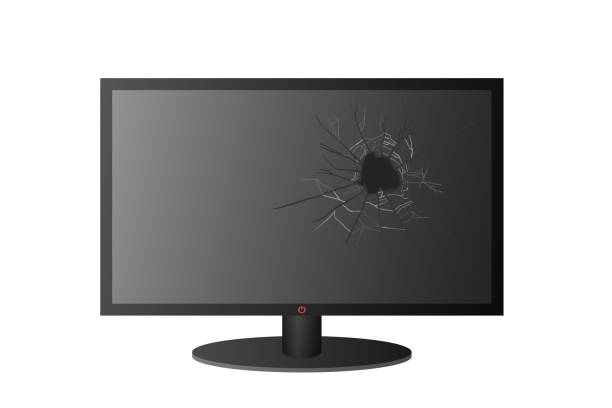 Display smash. Display smash. The realistic screen is broken. Vector illustration. broken flat screen stock illustrations