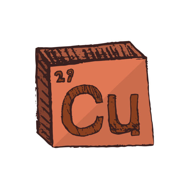 ベクトルは、白い背景に分離された要素の周期表からcuを略称する金属銅またはキュープラムの化学赤褐色の記号を描いたベクトルを立体的に描いた。 - abbreviation点のイラスト素材／クリップアート素材／マンガ素材／アイコン素材
