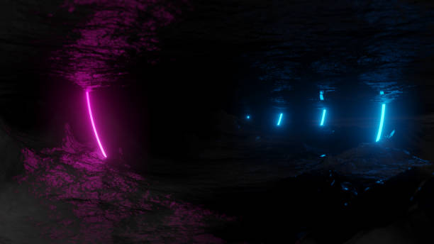 istock Glowing neon circles on dark background 1176520903