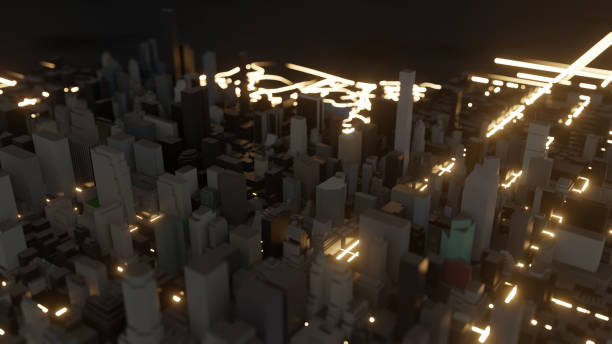 istock Modern city traffic road at night 1176524009