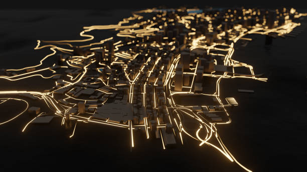 istock Modern city traffic road at night 1176524097