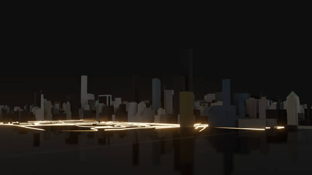 istock Modern city traffic road at night 1176524146
