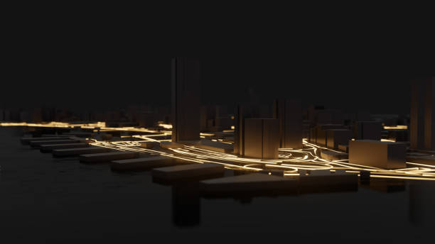 istock Modern city traffic road at night 1176524431