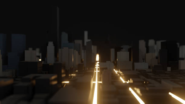 istock Modern city traffic road at night 1176524448