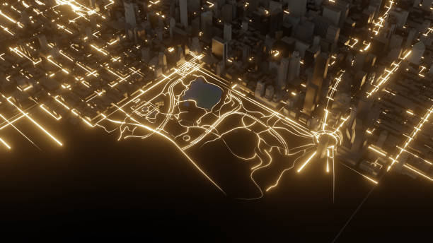 istock Modern city traffic road at night 1176524598