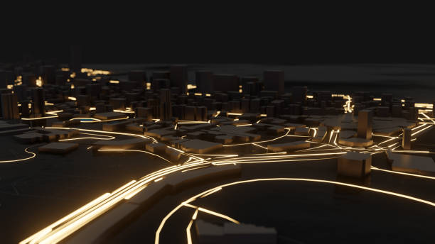 istock Modern city traffic road at night 1176525179