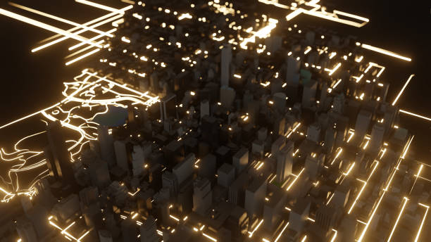 istock Modern city traffic road at night 1176525319