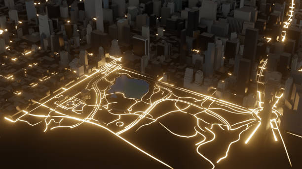 istock Modern city traffic road at night 1176525367