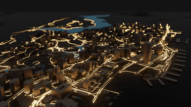 istock Modern city traffic road at night 1176525582