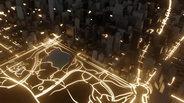 istock Modern city traffic road at night 1176525656