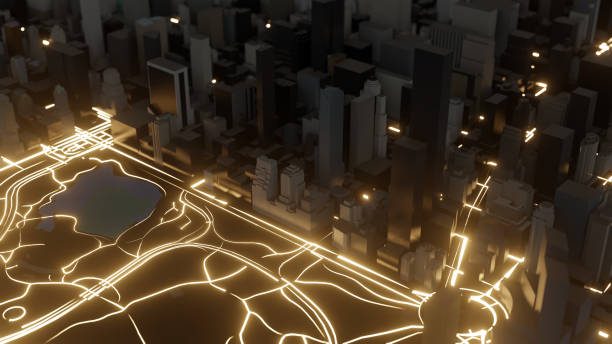 istock Modern city traffic road at night 1176525750