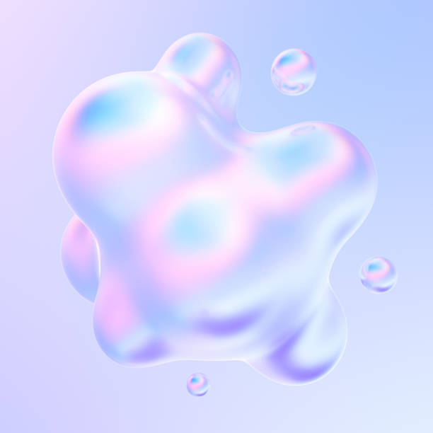 abstract 3d holographic gradient drop liquid shape for banners and posters - bubble foil imagens e fotografias de stock