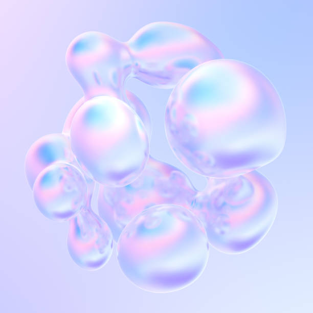 istock Glowing liquid dynamic metallic bubbles in fluid holographic colors 1176539527