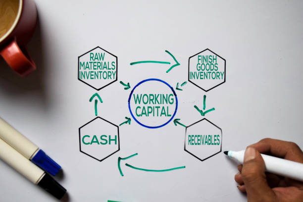 istock Working Capital text with keywords isolated on white board background. Chart or mechanism concept. 1176545120