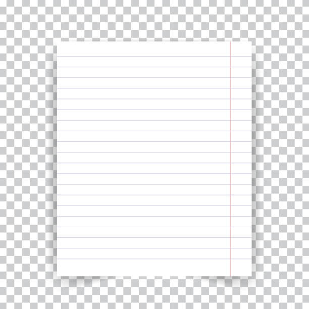 Striped School Notebook Paper Sheet On Transparent Background Stock  Illustration - Download Image Now - iStock