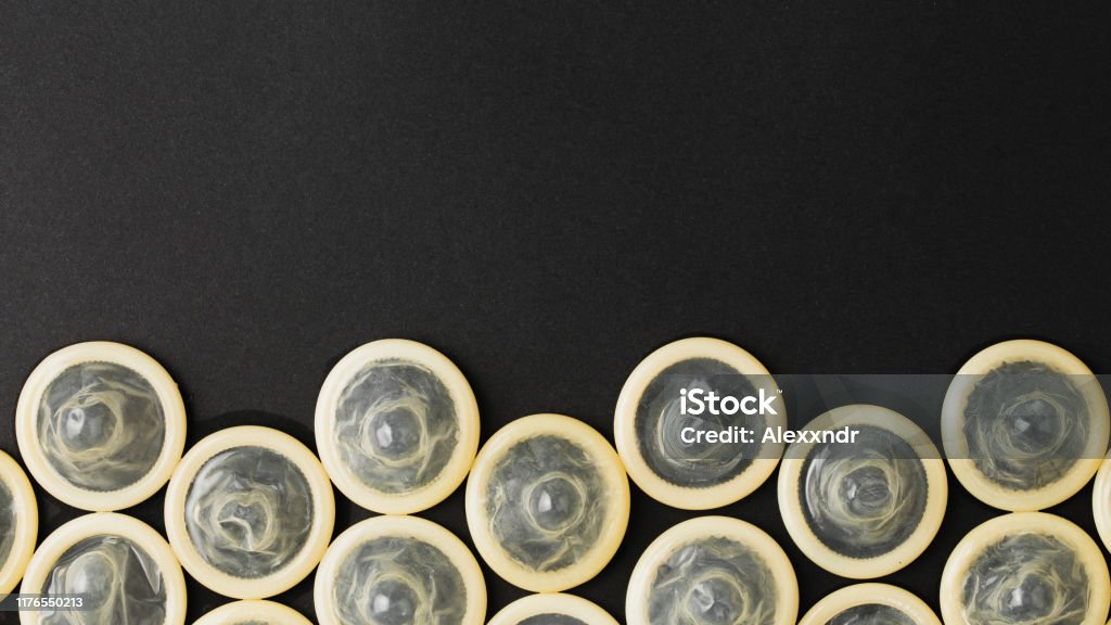 Condom Rows Image Condoms On A Black Background Flat Layer Stock Photo - Download Image ...