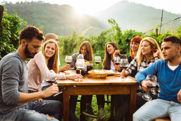 istock friends doing a wine tasting all together 1176550219