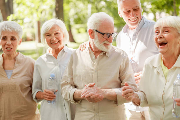 istock Cheerful old people standing on the street 1176557062