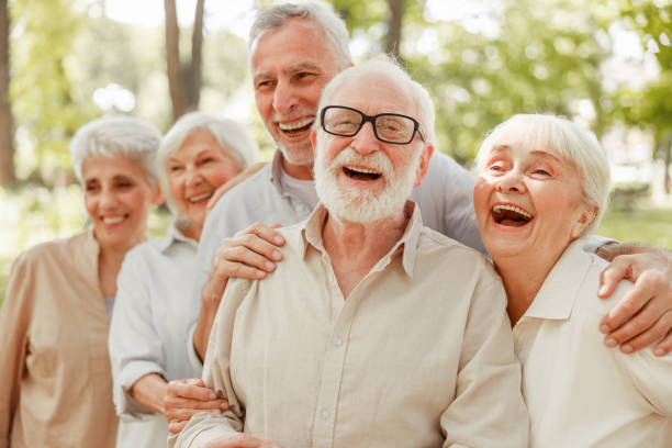istock Cheerful old people standing on the street 1176557081