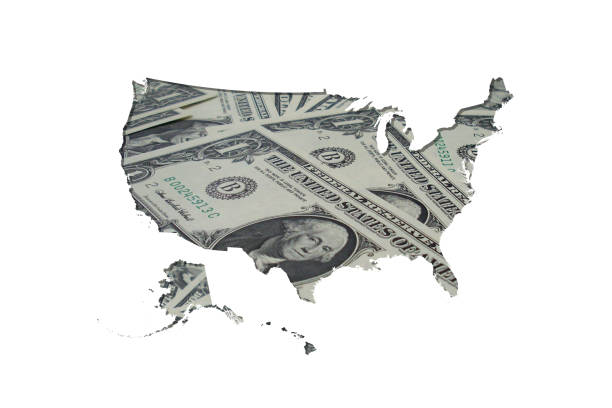 istock Map of USA made with dollars on white background 1176557367