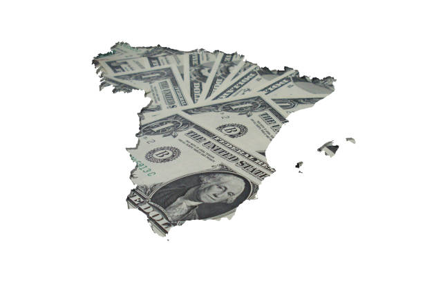 istock Map of Spain made with dollars on white background 1176557471