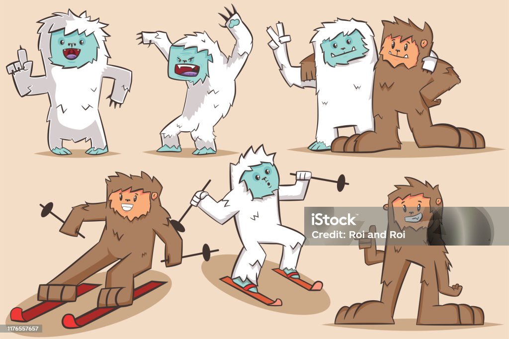 Yeti And Bigfoot Vector Cartoon Character Monsters Set Isolated On  Background Stock Illustration - Download Image Now - iStock