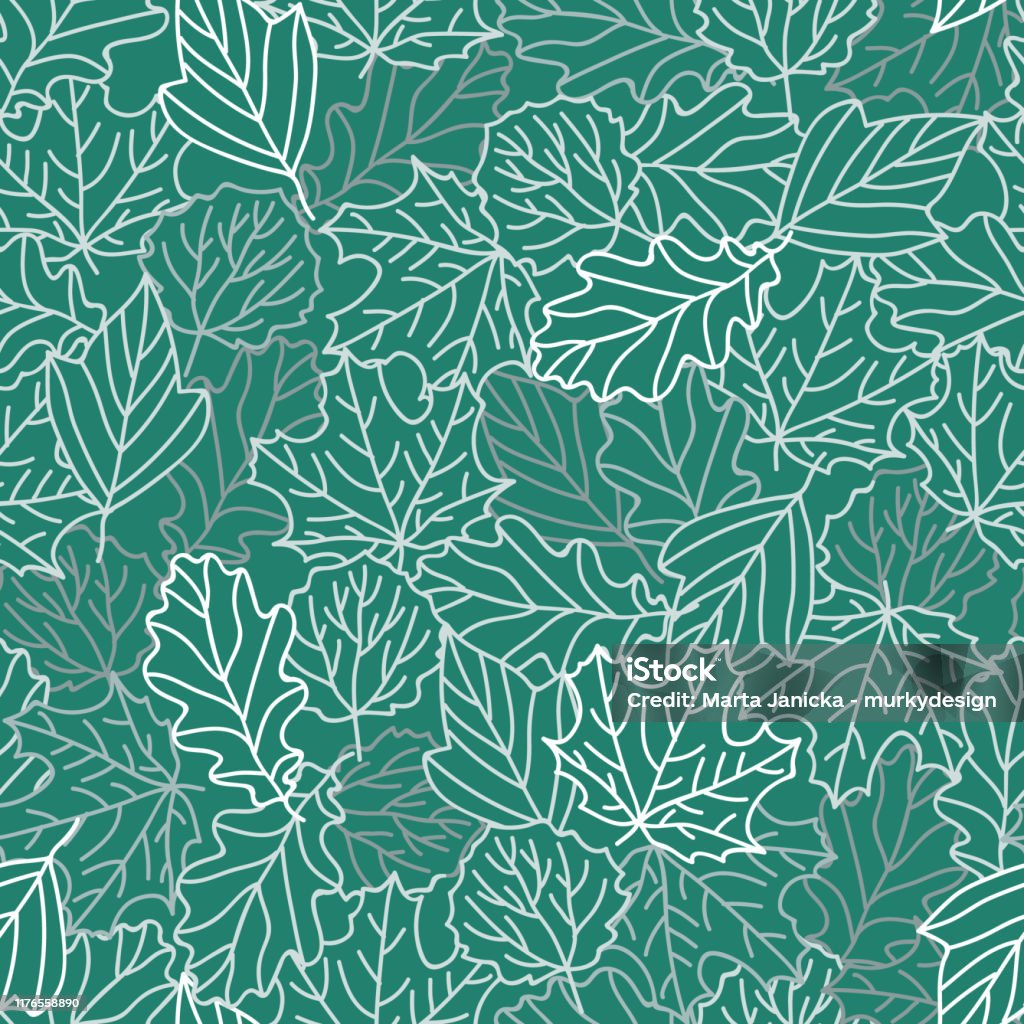 Green Fall Pattern Vector Autumn Dense Seamless Pattern In Green Stock Illustration ...