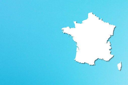 France map on blue background with copy space