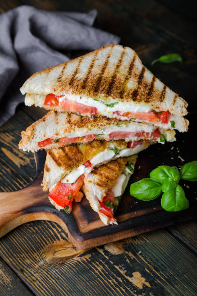 istock Sandwiches with mozzarella, basil and tomatoes. Italian sandwich 1176560816