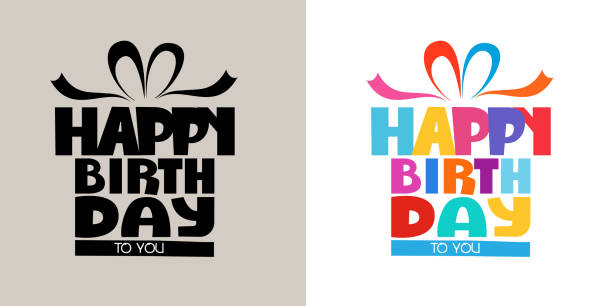 ilustraciones, imágenes clip art, dibujos animados e iconos de stock de 3d colorido caligrafía de cumpleaños feliz 0006 - birthday