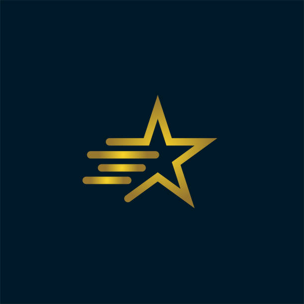 Gold Star Logo Vector Gold Star Logo Vector in elegant Style with dark blue Background elite stock illustrations