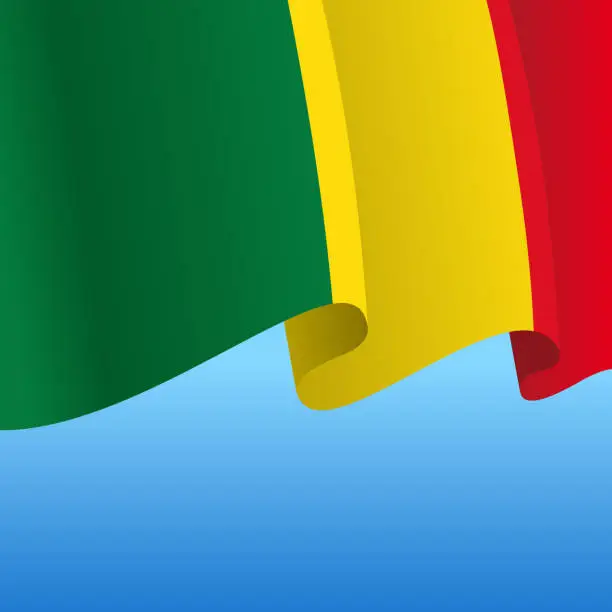 Vector illustration of Malian flag wavy abstract background. Vector illustration.