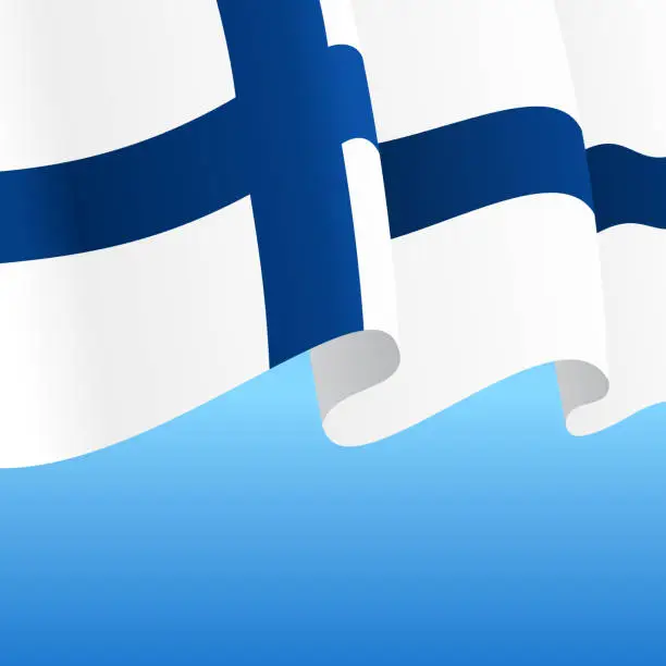 Vector illustration of Finnish flag wavy abstract background. Vector illustration.