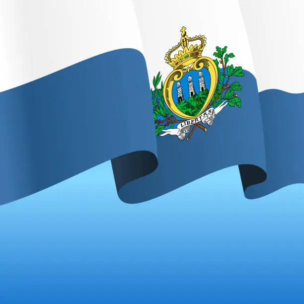 Vector illustration of San Marino flag wavy abstract background. Vector illustration.