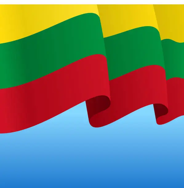 Vector illustration of Lithuanian flag wavy abstract background. Vector illustration.