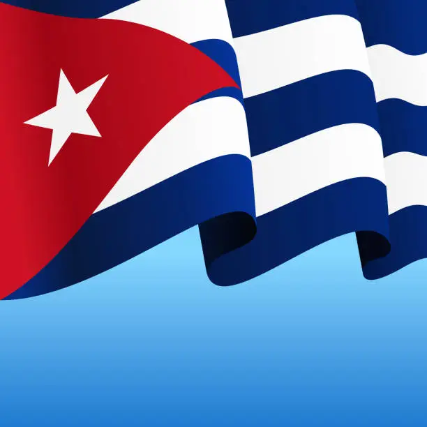 Vector illustration of Cuban flag wavy abstract background. Vector illustration.