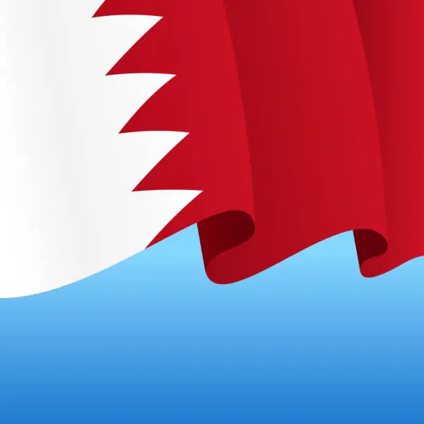 Vector illustration of Bahrain flag wavy abstract background. Vector illustration.